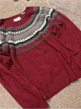 Weatherproof Red Fair Isle Yoke Sweater